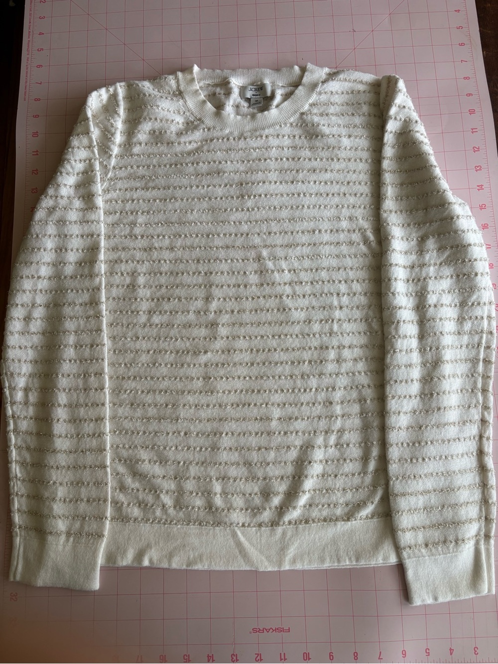 J. Crew Gold Luxe Stripe Metallic Teddie Sweater Size M